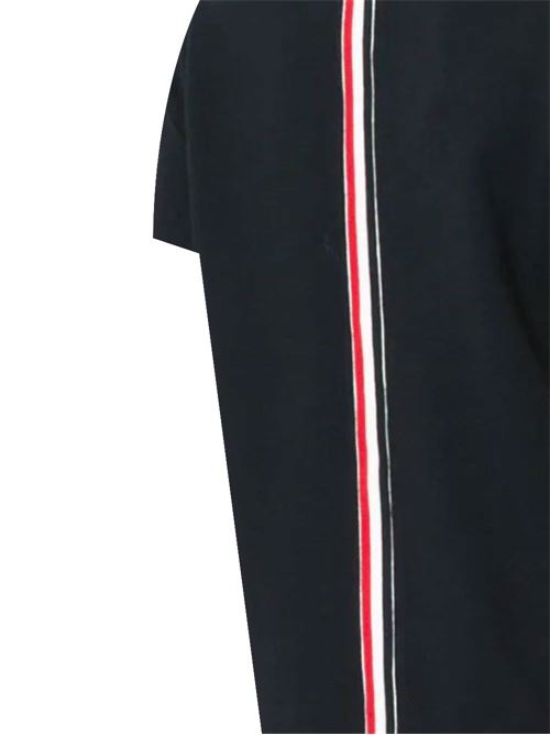 Navy blue cotton stripe-trim polo top Thom Browne | FJP014A00050415